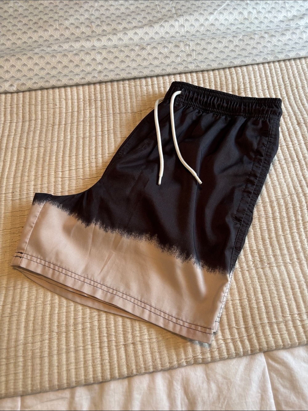 Original Use Black and Beige Dip-Dye Swim Board Shorts